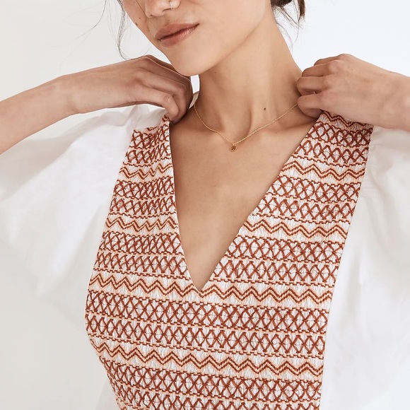 NWT Madewell Embroidered Poplin V-Neck Mini Dress - Picture 6 of 11